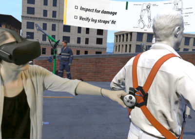 Virtual reality learning for safety training harness inspection